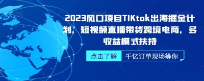 2023风口项目TikTok出海掘金计划-短视频直播带货跨境电商-多收益模式扶持