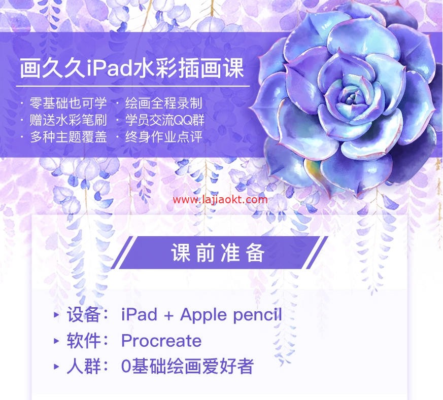 画久久.ipad水彩插画课2021年8月结课【画质高清有笔刷】