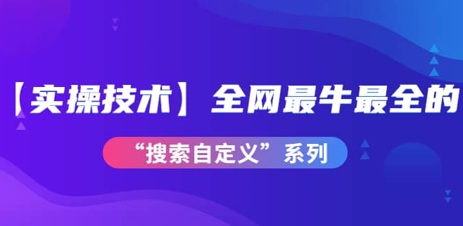 【实操技术】全网最牛最全的“搜索自定义”系列！