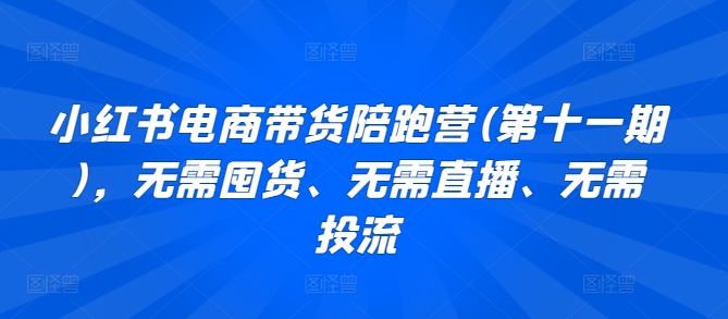 小红书电商带货陪跑营(第十一期)，无需囤货、无需直播、